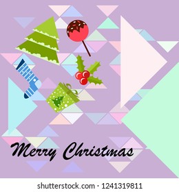 christmas card, candy fir gift christmas sock, vector background
