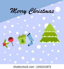 christmas card, candy fir gift christmas sock, vector background