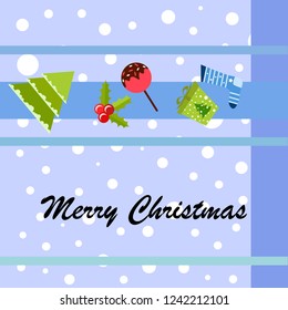 christmas card, candy fir gift christmas sock, vector background