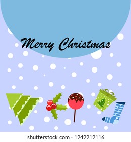 christmas card, candy fir gift christmas sock, vector background
