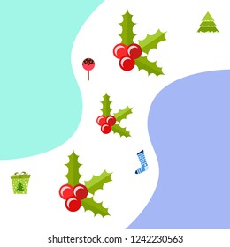christmas card, candy fir gift christmas sock, vector background