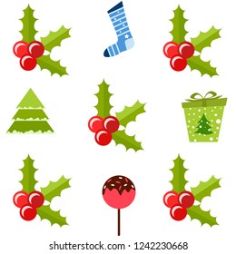 christmas card, candy fir gift christmas sock, vector background