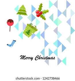 christmas card, candy fir gift christmas sock, vector background