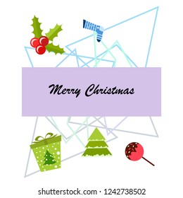 christmas card, candy fir gift christmas sock, vector background