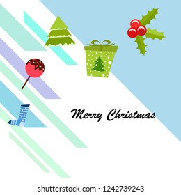 christmas card, candy fir gift christmas sock, vector background