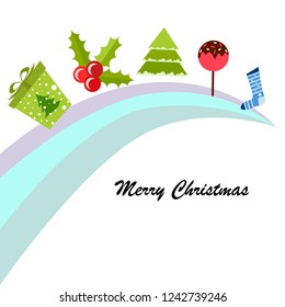 christmas card, candy fir gift christmas sock, vector background