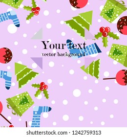 christmas card, candy fir gift christmas sock, vector background