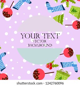 christmas card, candy fir gift christmas sock, vector background