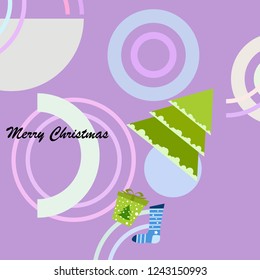 christmas card, candy fir gift christmas sock, vector background