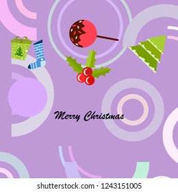 christmas card, candy fir gift christmas sock, vector background