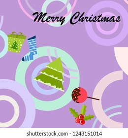 christmas card, candy fir gift christmas sock, vector background