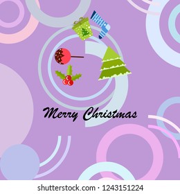 christmas card, candy fir gift christmas sock, vector background