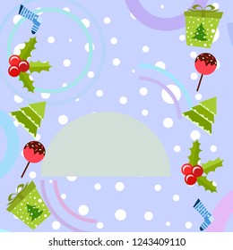 christmas card, candy fir gift christmas sock, vector background