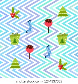 christmas card, candy fir gift christmas sock, vector background