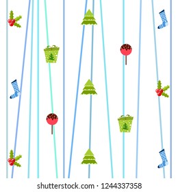 christmas card, candy fir gift christmas sock, vector background