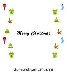 christmas card, candy fir gift christmas sock, vector background