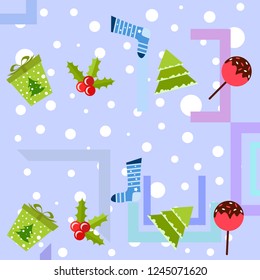 christmas card, candy fir gift christmas sock, vector background
