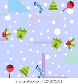christmas card, candy fir gift christmas sock, vector background