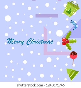 christmas card, candy fir gift christmas sock, vector background