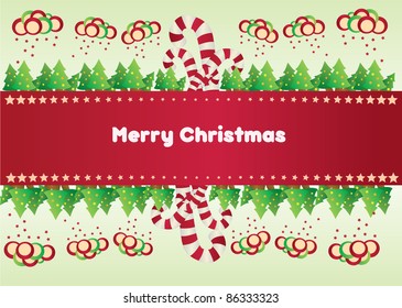 Christmas Card With Candy Tree Landscape