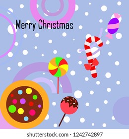 Christmas card, Christmas candy, vector background