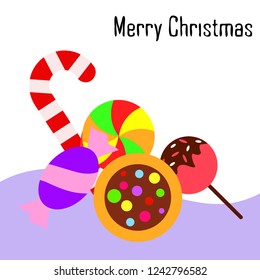 Christmas card, Christmas candy, vector background