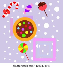 Christmas card, Christmas candy, vector background