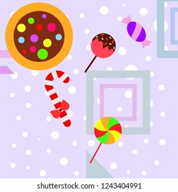 Christmas card, Christmas candy, vector background