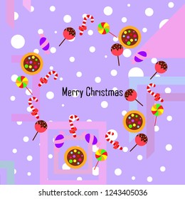 Christmas card, Christmas candy, vector background