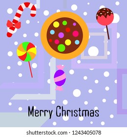 Christmas card, Christmas candy, vector background