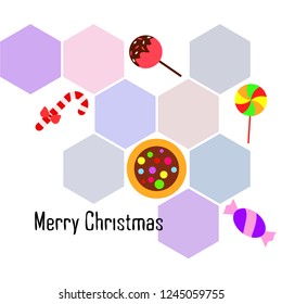 Christmas card, Christmas candy, vector background