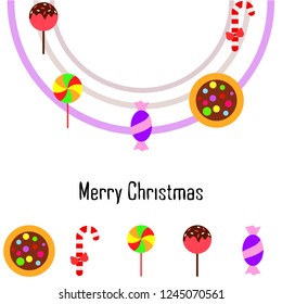 Christmas card, Christmas candy, vector background