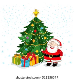 Christmas card cartoon design vector. Merry Christmas and Happy New Year greetings card. Christmas card template or christmas invitation card. 