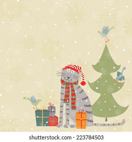 christmas card with the cat