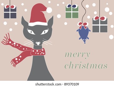 Christmas card with a cat