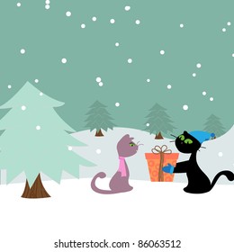 Christmas card with cats