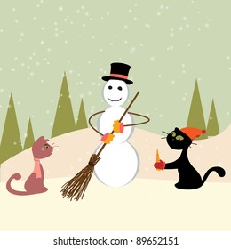 Christmas card with cats