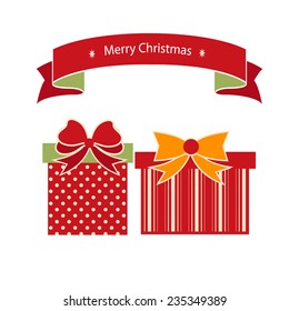 Christmas card. Celebration background with gift boxes