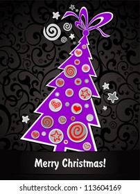 Christmas card. Celebration background with Christmas tree and place for your text. vector illustration