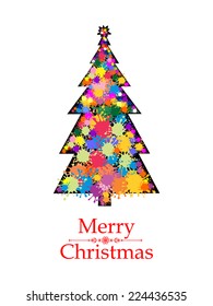 Christmas card. Celebration background with  Christmas tree and place for your text. Vector Illustration 