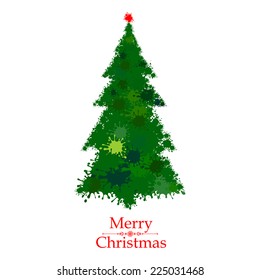 Christmas card. Celebration background with Christmas tree and place for your text. Vector Illustration 