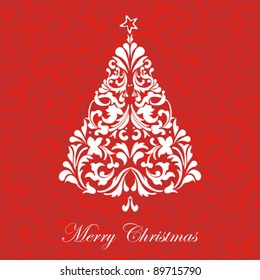 Christmas card.  Celebration background with  tree and place for your text. vector illustration