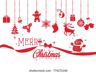 Christmas card celebration and icon holidays elements white background, red icon. EPS10