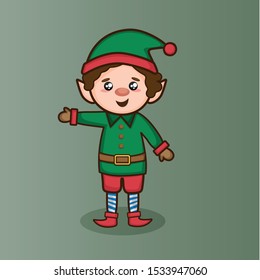 Christmas card character cartoon cute elf boy