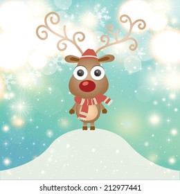 Christmas card with character. Sparkle background Vector illustration