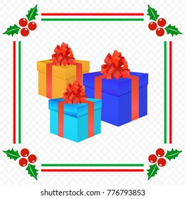 Christmas card with cherries frame vector