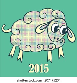 Christmas card. Chinese Zodiac. Chinese Animal astrological sign (sheep, lamb, goat). Symbol 2015 Year. Vector Illustration.