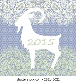 Christmas card. Chinese Zodiac. Chinese Animal astrological sign (sheep, lamb, goat). Symbol 2015 Year - stock vetor. 