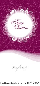 Christmas card in the circle on burgundy background