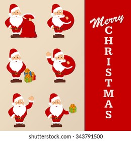 Christmas card with a collection of Santa Claus